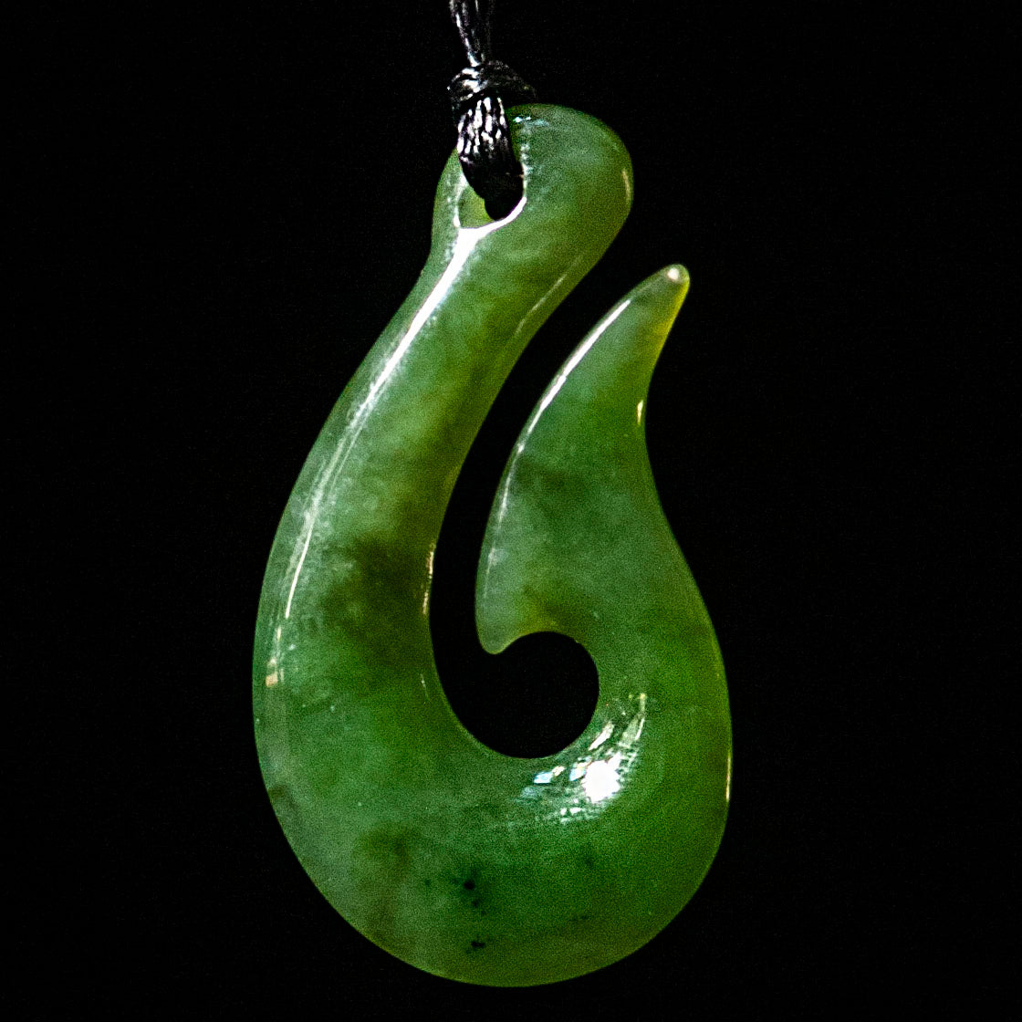 small Hei Matau hook, hand-crafted jade pendant