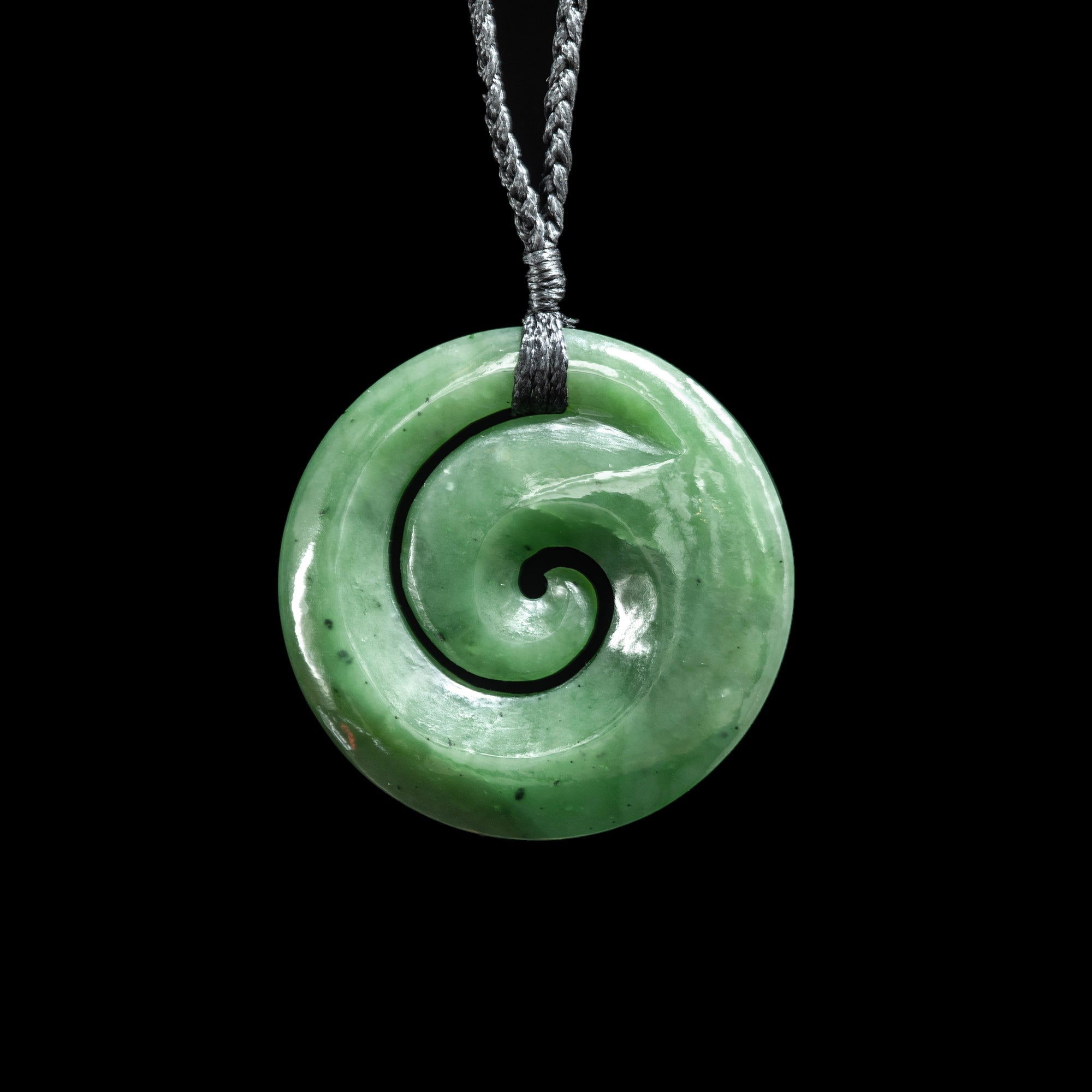 large Koru, closed form,  hand-crafted jade pendant